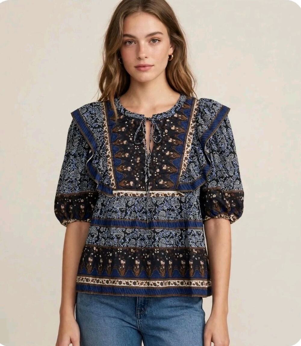 SEA New York Boho Puff Sleeve Top